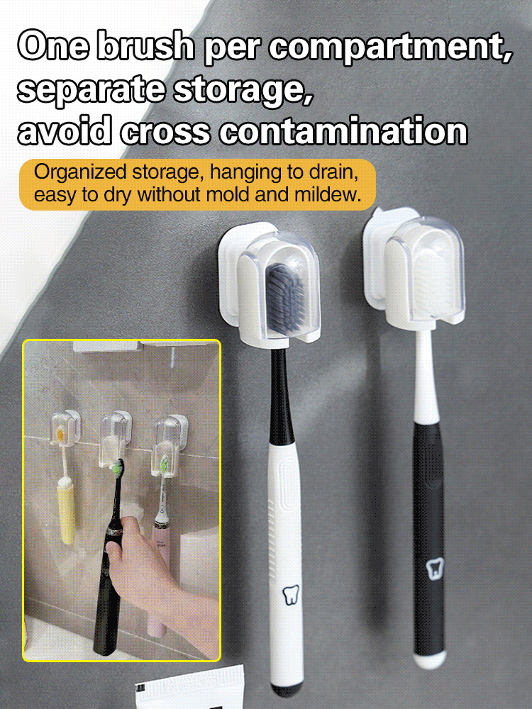 Wall mounted pull-out covered toothbrush holder