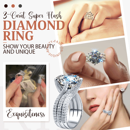 🔥 3-Carat Super Flash Moissanite Ring