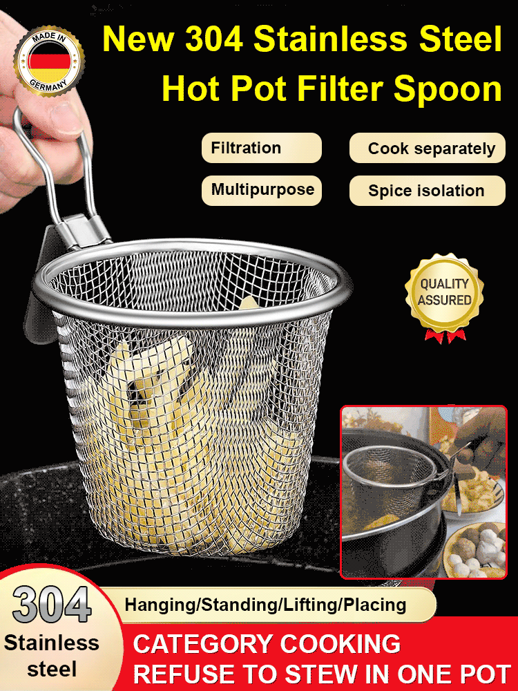 New 304 Stainless Steel Hot Pot Filter Spoon
