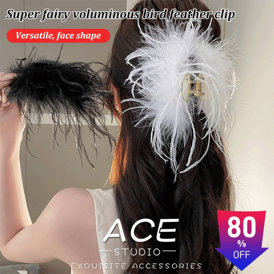 Super fairy voluminous bird feather clip