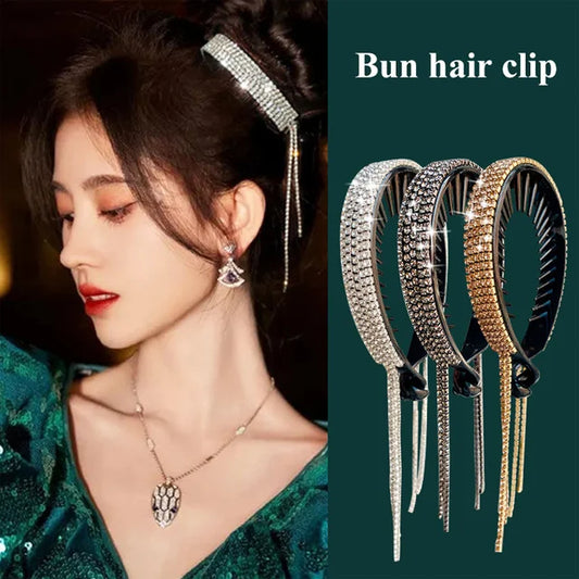 Star Sparkling Rhinestone Tassel Hair Clip