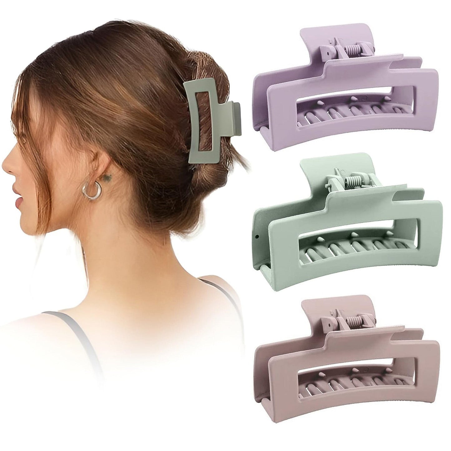 Korean Style Large Plastic Multicolor Matte Hair Claw 🔥 Buy 1 Free 1