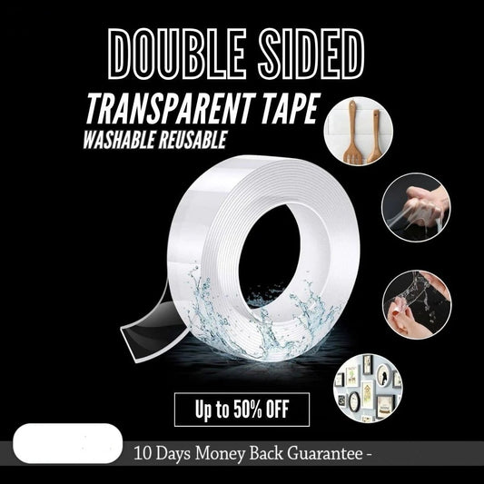 Imported Washable Reusable Nano Double Sided Transparent Tape for firm grip and Long Lasting Stickiness