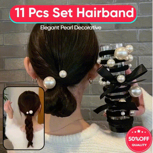 11Pcs Set Elegant Pearl Decorative Hair Loops