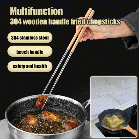 Multifunctional 304 wooden handle fried chopsticks