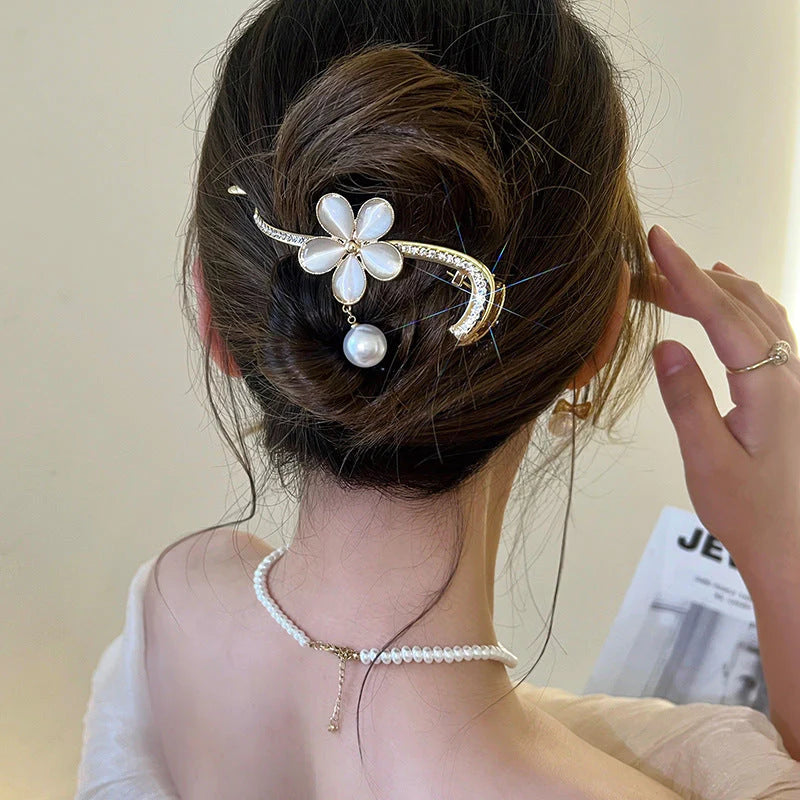 Coil Hair Pearl Arc Spring Hair Clip