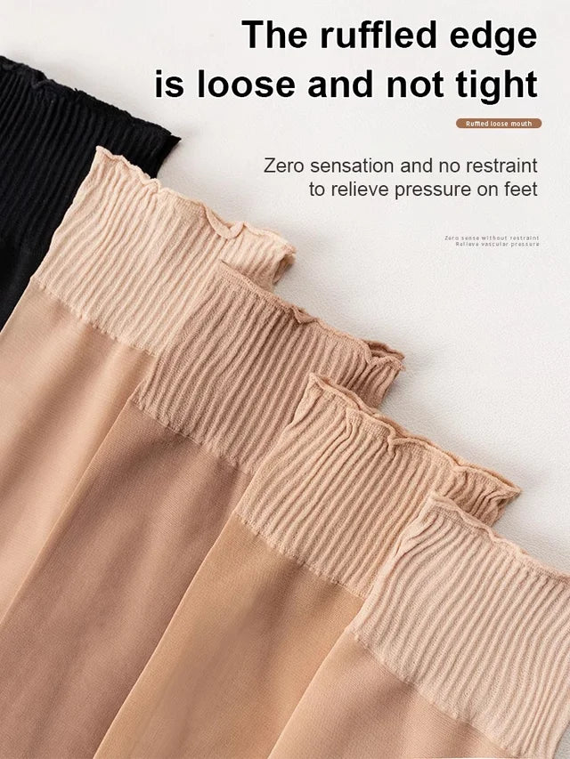 Women Elastic Loose Ruffle Sheer Socks