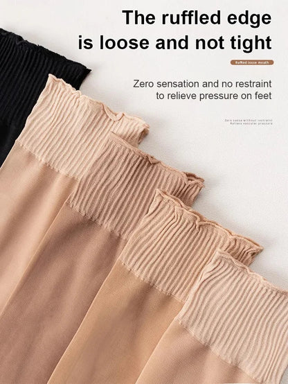 Women Elastic Loose Ruffle Sheer Socks