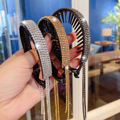 Star Sparkling Rhinestone Tassel Hair Clip