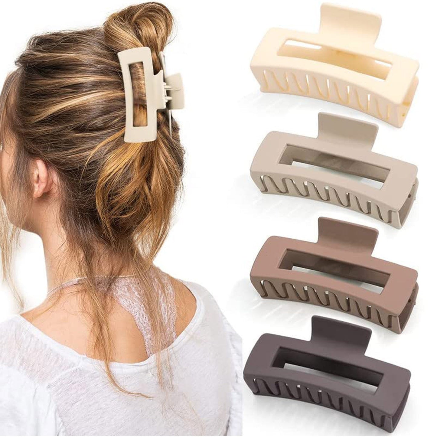 Korean Style Large Plastic Multicolor Matte Hair Claw 🔥 Buy 1 Free 1