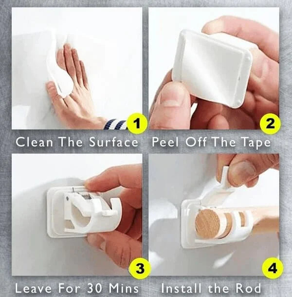 Nail-free Adjustable Rod Bracket Holders