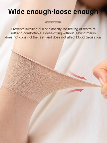 Women Elastic Loose Ruffle Sheer Socks