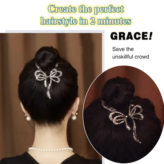 Light Luxury Bow Bun Hair Hairpin