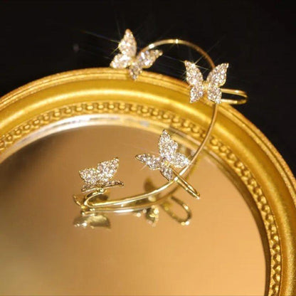J&A Zircon Butterfly Earrings Copper alloy light luxury fashion style high-end earrings - Jessie Accessory
