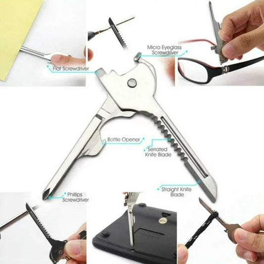 6 In 1 Multifunction Key Tool Bottle Opener Screwdriver Key Keychain Tool EDC