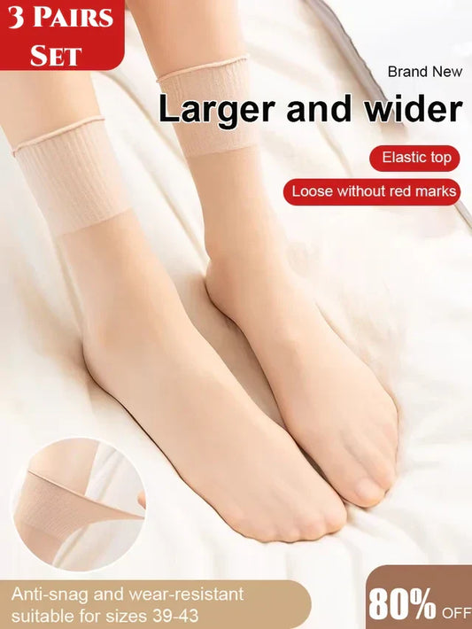 Women Elastic Loose Ruffle Sheer Socks