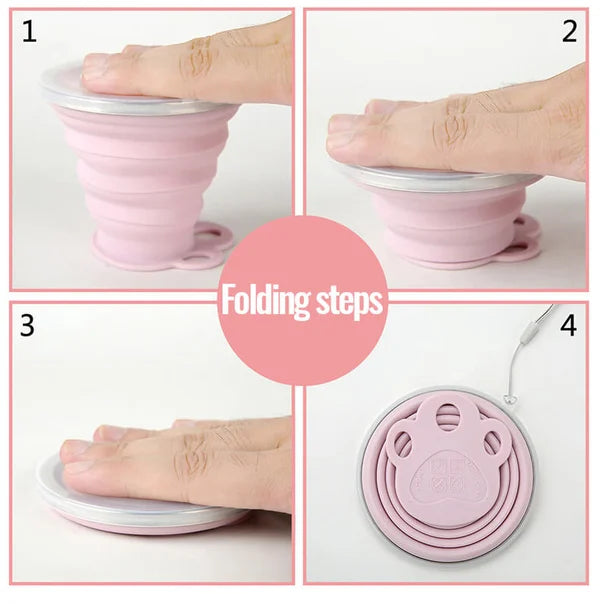 Silicone Foldable Portable Cat Paw Water Cup