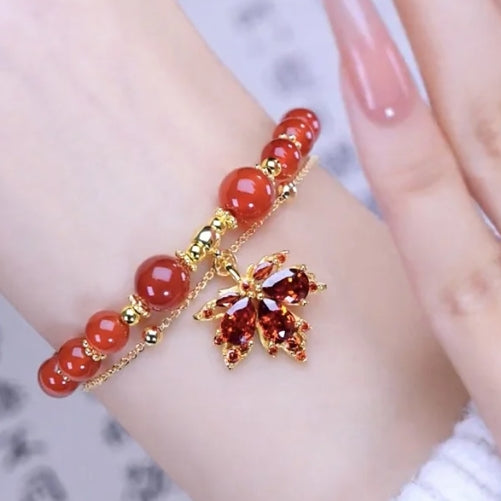 Luxury maple leaf jade bracelet