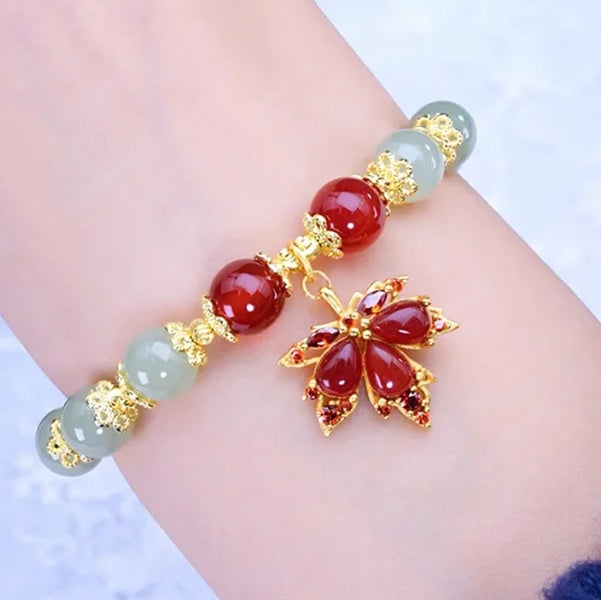 Luxury maple leaf jade bracelet