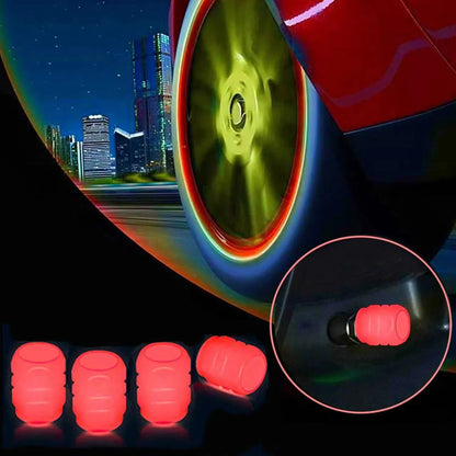 Fluorescent tire valve caps