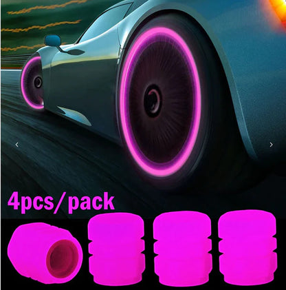 Fluorescent tire valve caps